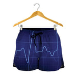 Blue Heartbeat Print Women's Shorts