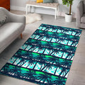 Blue Hibiscus Palm Tree Pattern Print Floor Mat