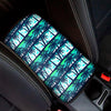 Blue Hibiscus Palm Tree Pattern Print Car Center Console Cover