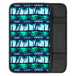 Blue Hibiscus Palm Tree Pattern Print Car Center Console Cover