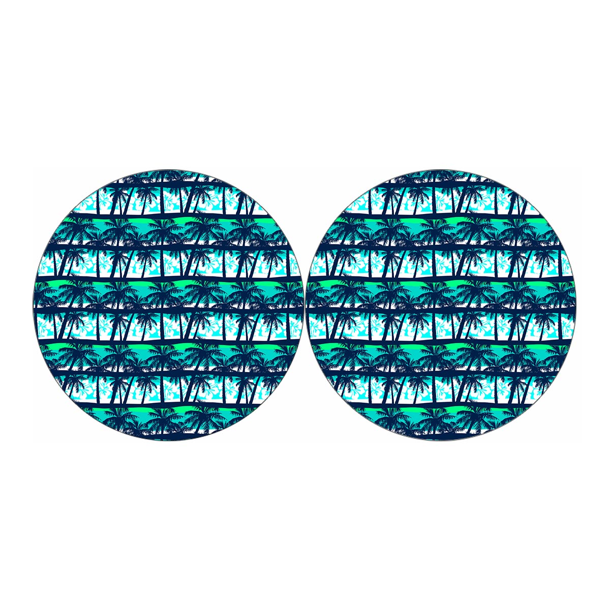 Blue Hibiscus Palm Tree Pattern Print Car Coasters