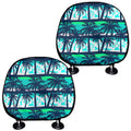 Blue Hibiscus Palm Tree Pattern Print Car Headrest Covers