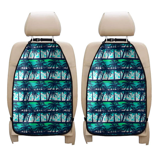 Blue Hibiscus Palm Tree Pattern Print Car Seat Organizers