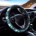 Blue Hibiscus Palm Tree Pattern Print Car Steering Wheel Cover