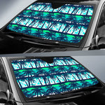 Blue Hibiscus Palm Tree Pattern Print Car Sun Shade GearFrost
