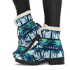 Blue Hibiscus Palm Tree Pattern Print Comfy Boots GearFrost