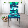 Blue Hibiscus Palm Tree Pattern Print Dining Chair Slipcover