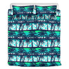 Blue Hibiscus Palm Tree Pattern Print Duvet Cover Bedding Set