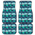 Blue Hibiscus Palm Tree Pattern Print Front and Back Car Floor Mats