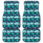 Blue Hibiscus Palm Tree Pattern Print Front and Back Car Floor Mats