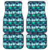 Blue Hibiscus Palm Tree Pattern Print Front and Back Car Floor Mats