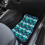 Blue Hibiscus Palm Tree Pattern Print Front and Back Car Floor Mats