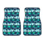 Blue Hibiscus Palm Tree Pattern Print Front Car Floor Mats