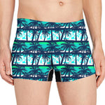 Blue Hibiscus Palm Tree Pattern Print Men's Boxer Briefs