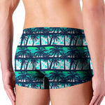 Blue Hibiscus Palm Tree Pattern Print Men's Boxer Briefs