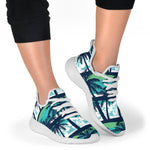 Blue Hibiscus Palm Tree Pattern Print Mesh Knit Shoes GearFrost