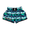 Blue Hibiscus Palm Tree Pattern Print Muay Thai Boxing Shorts