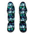 Blue Hibiscus Palm Tree Pattern Print Muay Thai Shin Guards