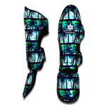 Blue Hibiscus Palm Tree Pattern Print Muay Thai Shin Guard