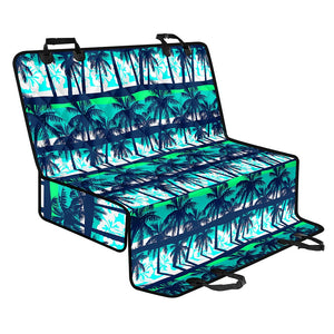 Blue Hibiscus Palm Tree Pattern Print Pet Car Back Seat Cover