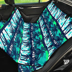 Blue Hibiscus Palm Tree Pattern Print Pet Car Back Seat Cover