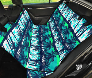 Blue Hibiscus Palm Tree Pattern Print Pet Car Back Seat Cover