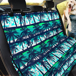 Blue Hibiscus Palm Tree Pattern Print Pet Car Back Seat Cover