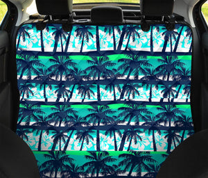 Blue Hibiscus Palm Tree Pattern Print Pet Car Back Seat Cover