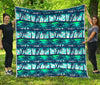 Blue Hibiscus Palm Tree Pattern Print Quilt