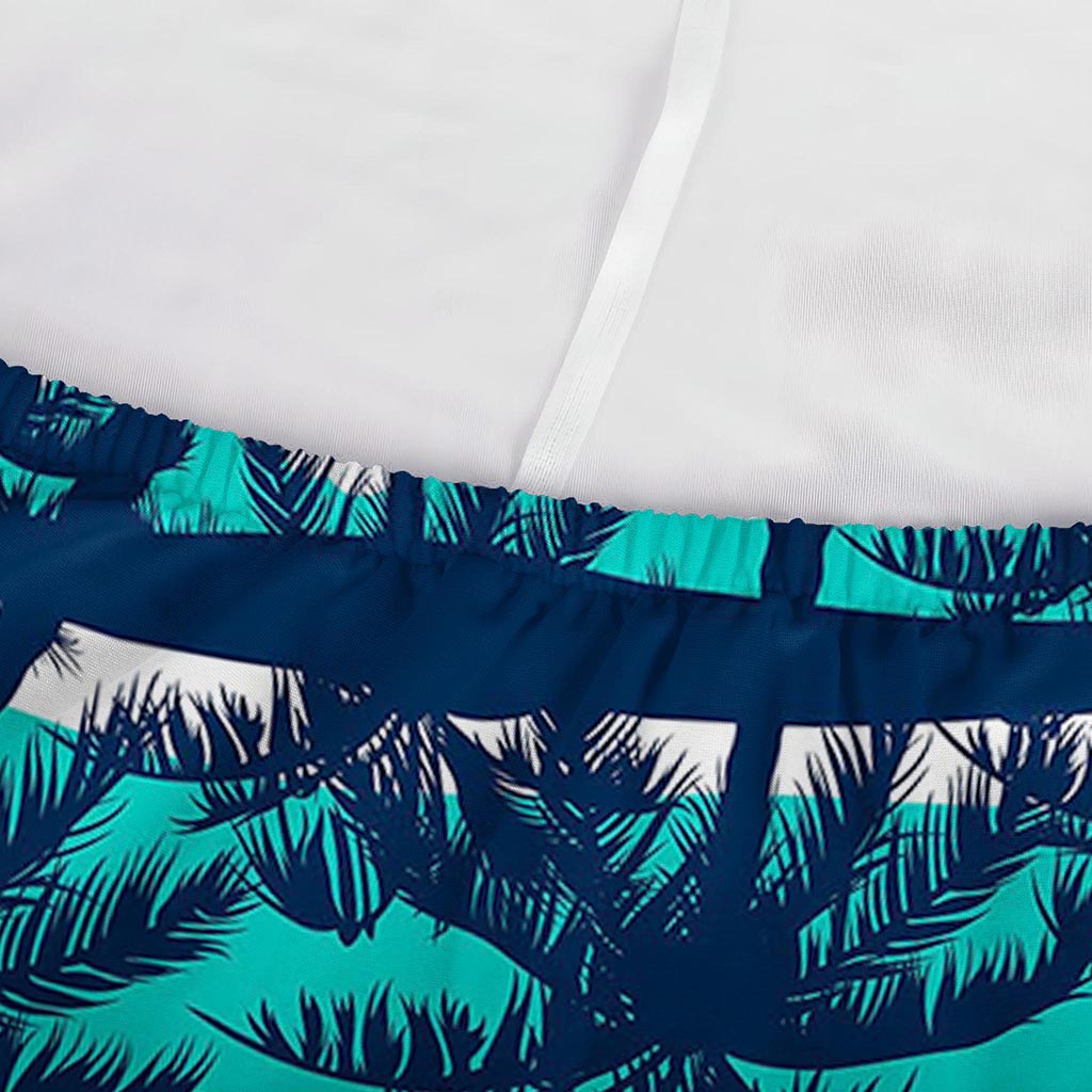 Blue Hibiscus Palm Tree Pattern Print Sofa Cover