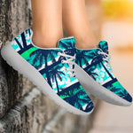 Blue Hibiscus Palm Tree Pattern Print Sport Shoes GearFrost