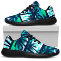 Blue Hibiscus Palm Tree Pattern Print Walking Shoes