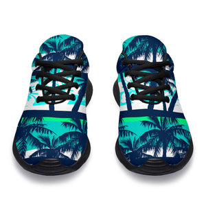Blue Hibiscus Palm Tree Pattern Print Sport Shoes GearFrost