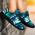 Blue Hibiscus Palm Tree Pattern Print Sport Shoes GearFrost