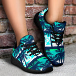 Blue Hibiscus Palm Tree Pattern Print Sport Shoes GearFrost