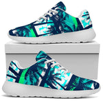 Blue Hibiscus Palm Tree Pattern Print Sport Shoes GearFrost