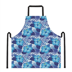 Blue Hibiscus Tropical Pattern Print Apron