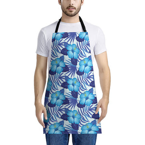 Blue Hibiscus Tropical Pattern Print Apron