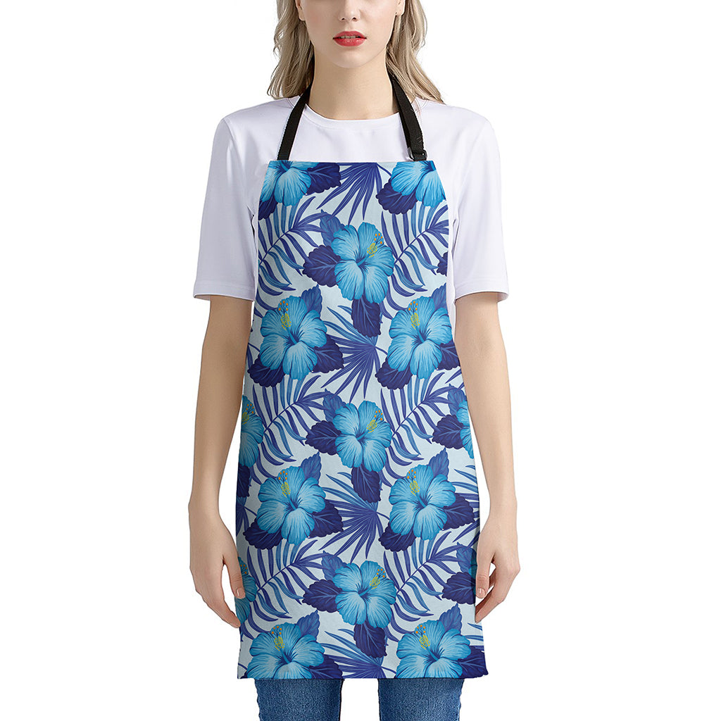 Blue Hibiscus Tropical Pattern Print Apron