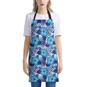 Blue Hibiscus Tropical Pattern Print Apron