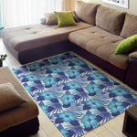 Blue Hibiscus Tropical Pattern Print Area Rug