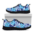Blue Hibiscus Tropical Pattern Print Black Running Shoes