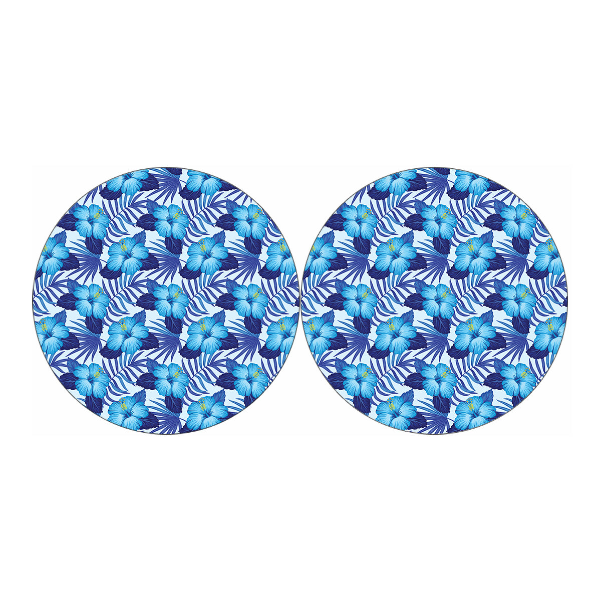 Blue Hibiscus Tropical Pattern Print Car Coasters