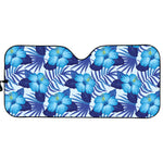 Blue Hibiscus Tropical Pattern Print Car Sun Shade