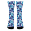 Blue Hibiscus Tropical Pattern Print Crew Socks