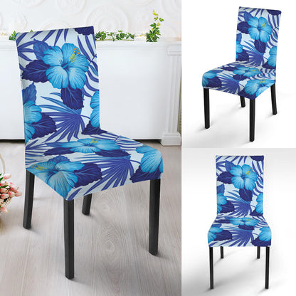 Blue Hibiscus Tropical Pattern Print Dining Chair Slipcover
