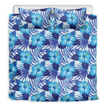 Blue Hibiscus Tropical Pattern Print Duvet Cover Bedding Set