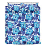 Blue Hibiscus Tropical Pattern Print Duvet Cover Bedding Set