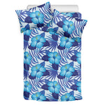 Blue Hibiscus Tropical Pattern Print Duvet Cover Bedding Set