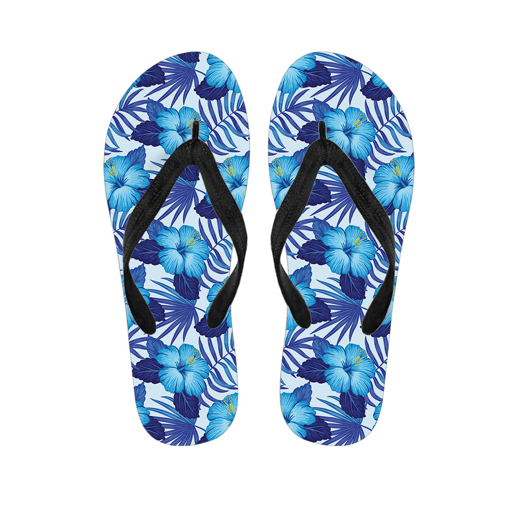 Blue Hibiscus Tropical Pattern Print Flip Flops